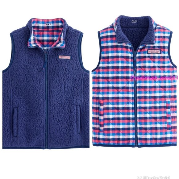 Vineyard Vines Other - Vineyard Vines Reversible Sherpa Plaid Vest Blue